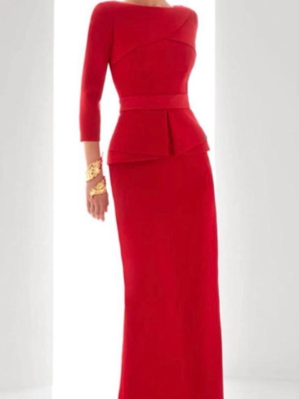 Elegant Red Peplum Dress
